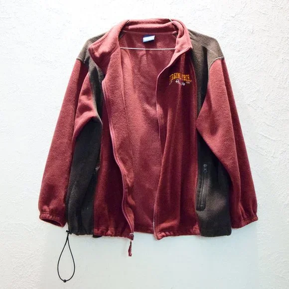 Virginia Tech VT Hokies Maroon Fleece Zip Up Jacket | Size L - Picture 3 of 7